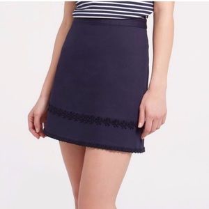 EUC Draper James Navy Skirt with Floral Appliqués